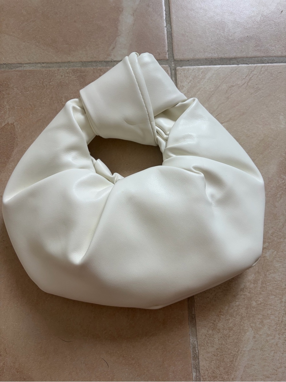 Soft Gathered Cream Shoulder Bag